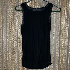 NWOT Rachel Roy black dressy sleeveless top with faux leather pleather accents